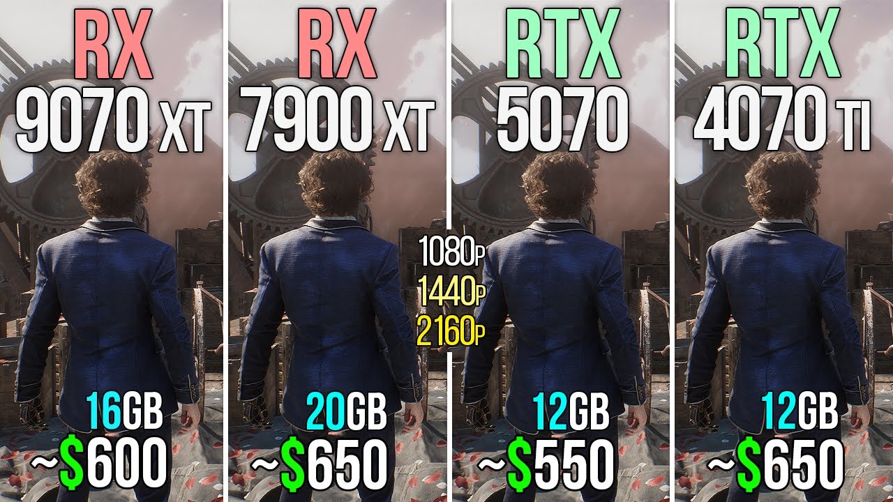 RX 9070 XT vs RX 7900 XT vs RTX 5070 vs RTX 4070 TI - Test in 16 Games