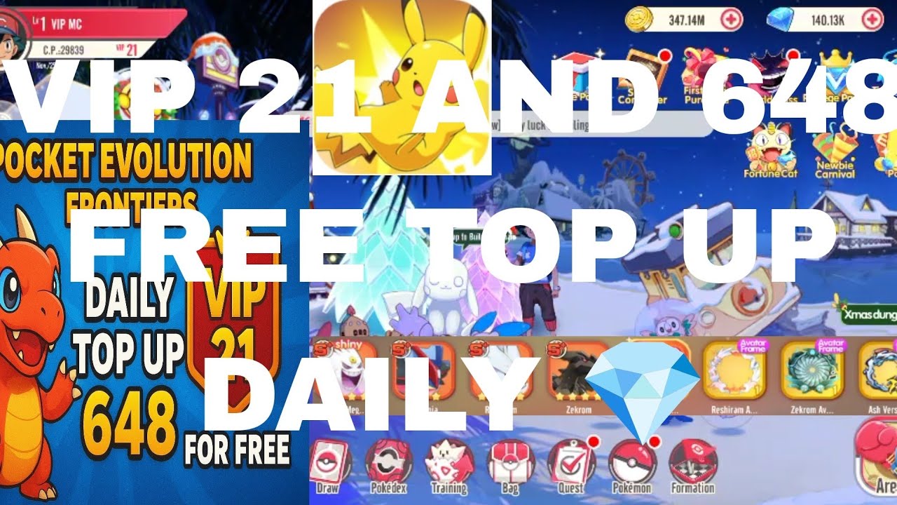POCKET : EVOLUTION FRONTIER'S VIP 21 648 TOP UP FOR FREE AND MORE MOD APK  #megamon #pokemon #games 