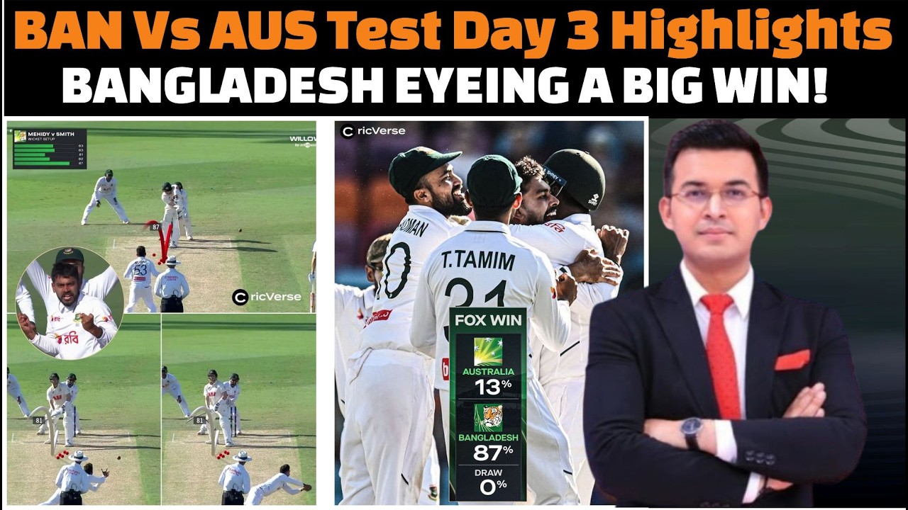 Bangladesh vs Australia First Test Day 3 Complete Match Highlights Today 2026.