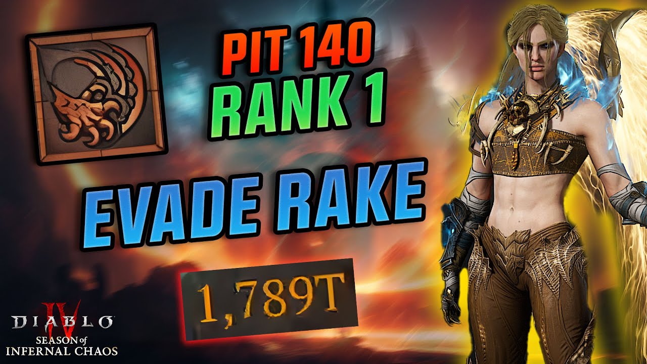 RANK 1 Pit 140 Clear Evade Rake Spiritborn - Diablo 4 S10