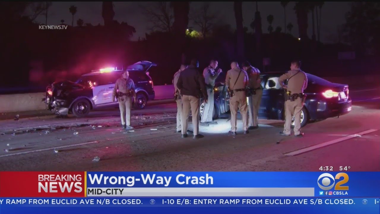 Wrong-Way Driver Slams Into CHP Patrol Vehicle On 10 Freeway In Mid-City