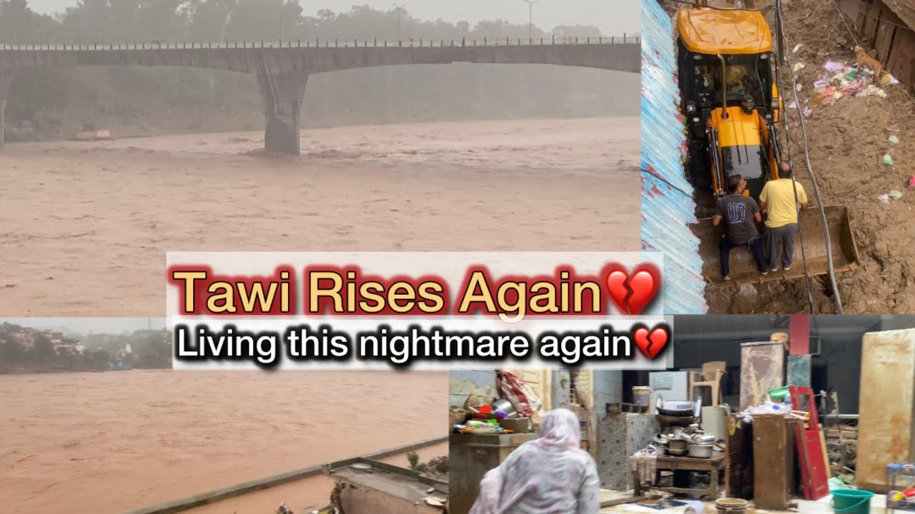 Tawi Rises Again💔||Flood fear returns💔||living this nightmare again||Red Alert in jammu