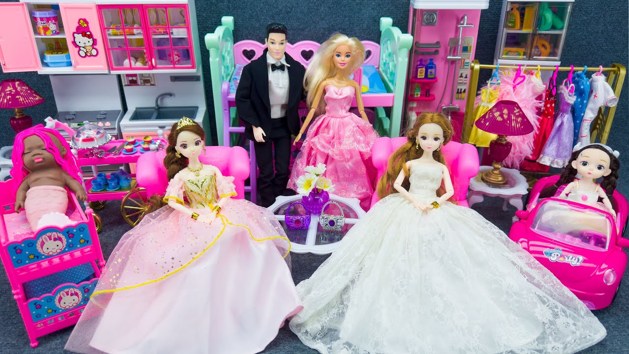 21 Minutes Satisfying With Unboxing Barbie Princess Bedroom Dress Up Playset ASMR | Review Toys