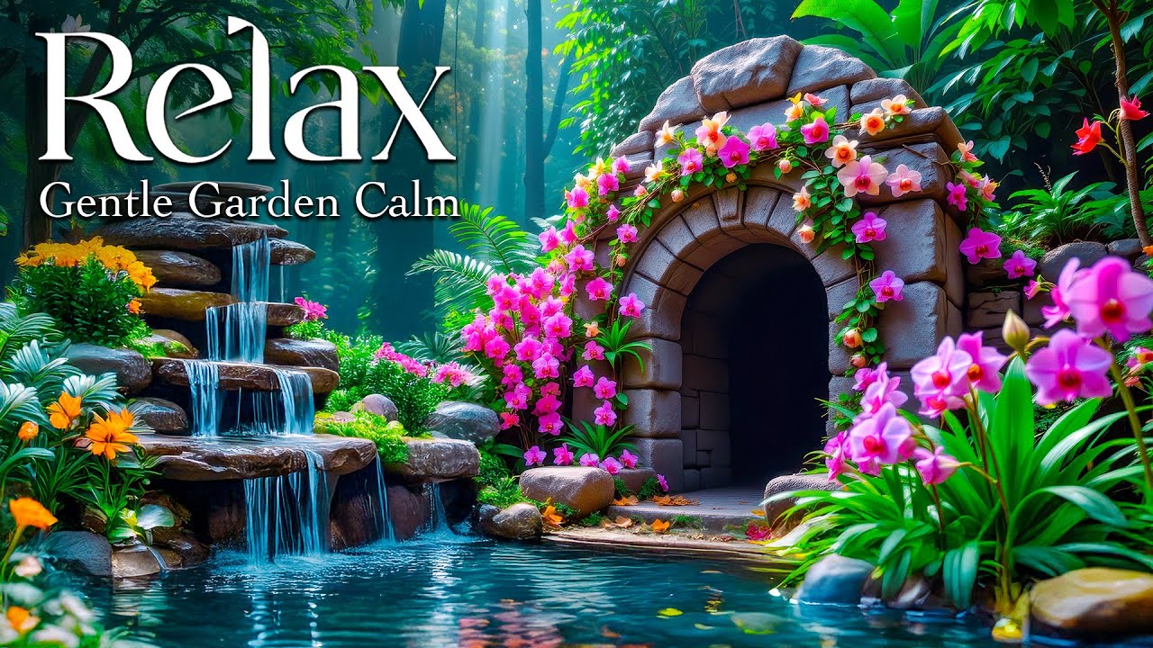 Magical Garden Sanctuary | Soft Candlelight, Floating Petals & Trickling Water