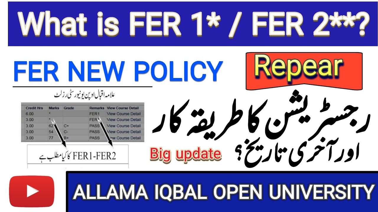 Aiou Fer Registration process | Autumn 2024 | FER1 FER2 Registration Method