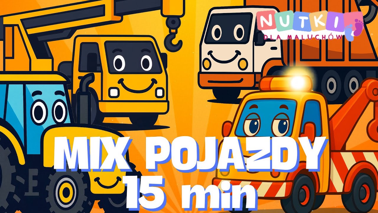 MIX POJAZDY 15 minut - Piosenki Dla Dzieci 🚜🚌🏗️🚛✈️| NutkiDlaMaluchów |