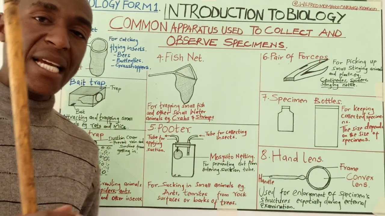 COMMON APPARATUS USED IN COLLECTION, HANDLING AND OBSERVATION OF SPECIMENS ...Biology form 1