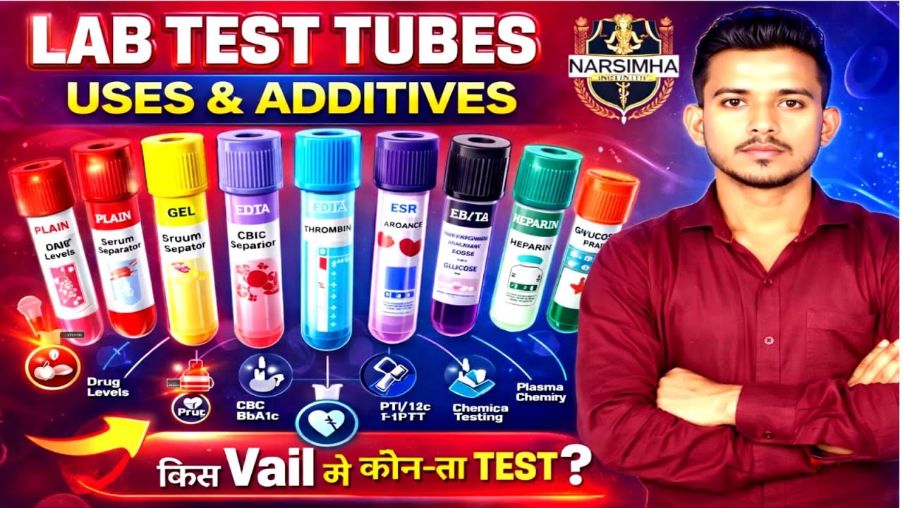 Lab Test Tubes | Vial Colour Code & Uses | Kis Vial Me Kaunsa Test ? Lab Technician