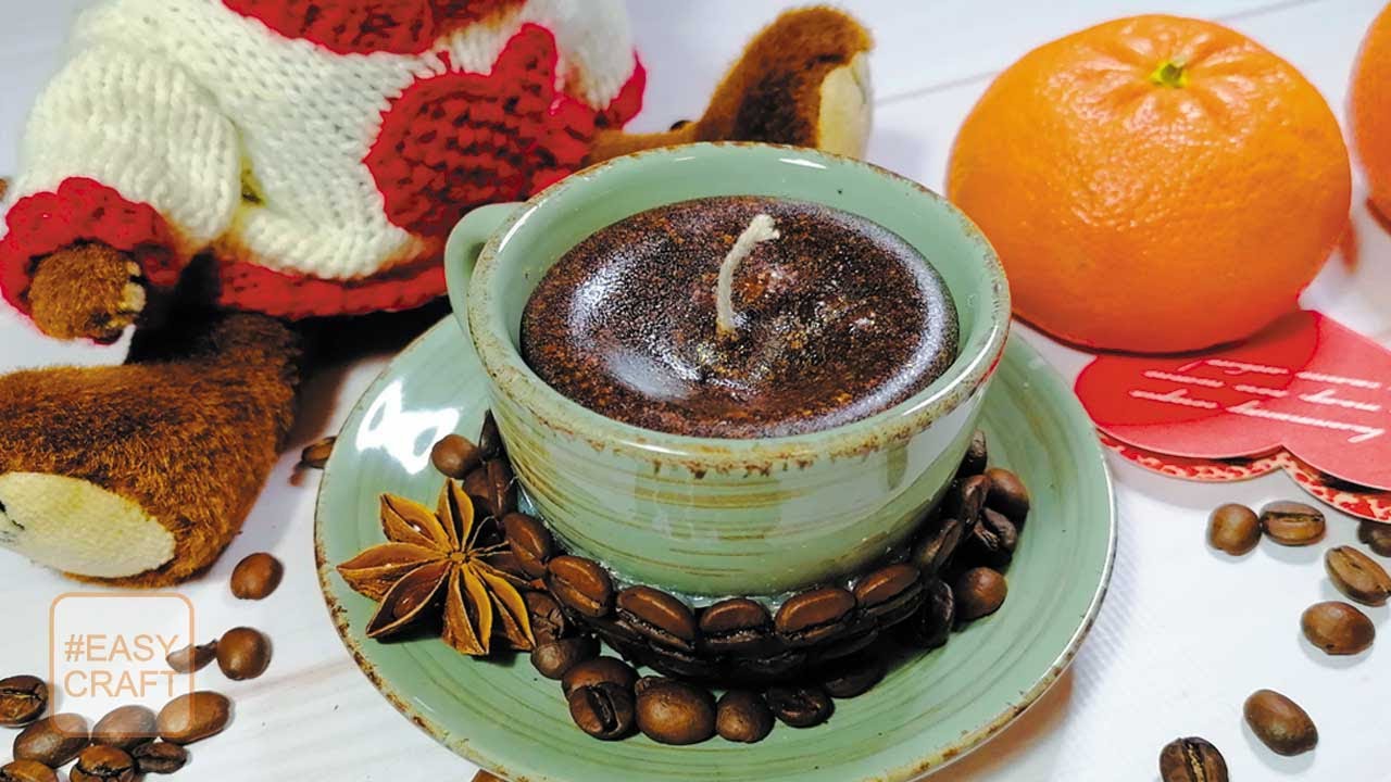Подарок своими руками Свеча в чашке с ароматом кофе