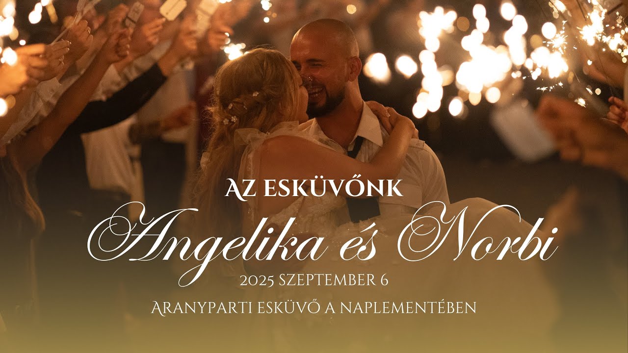 ✨ Angelika & Norbi – Aranyparti esküvő a naplementében ✨