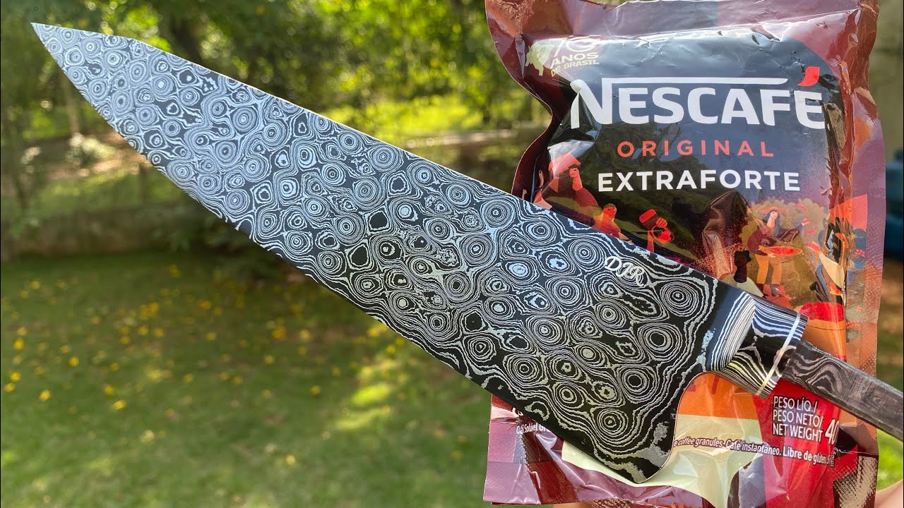 Como fazer oxidação com café solúvel aço damasco? How to oxidize with instant coffee on knives?