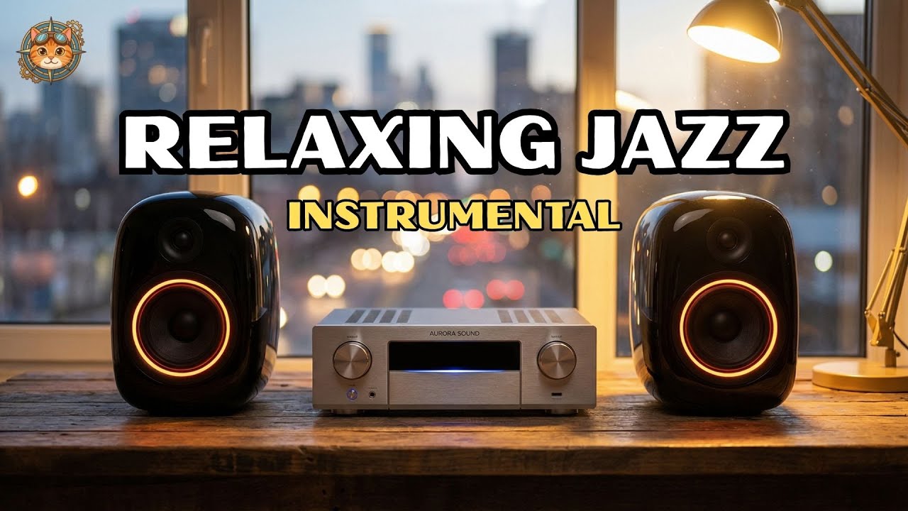 Cozy Coffee Shop Ambience ☕ Smooth Jazz Relaxing Music • Rain & Warm Lights