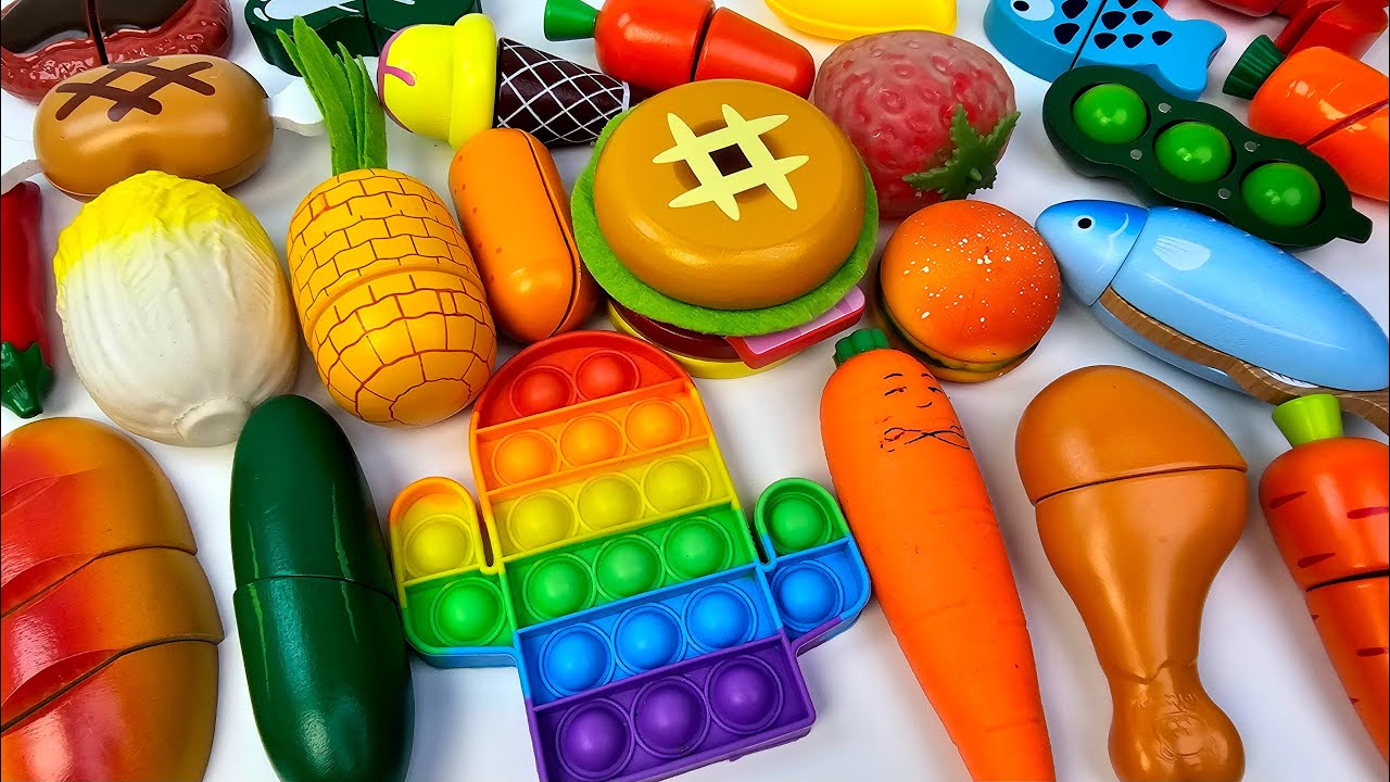 Oddly Satisfying Video-How to Cutting New Wooden Fruits and Vegetables ASMR - Cutting Plastic fruits