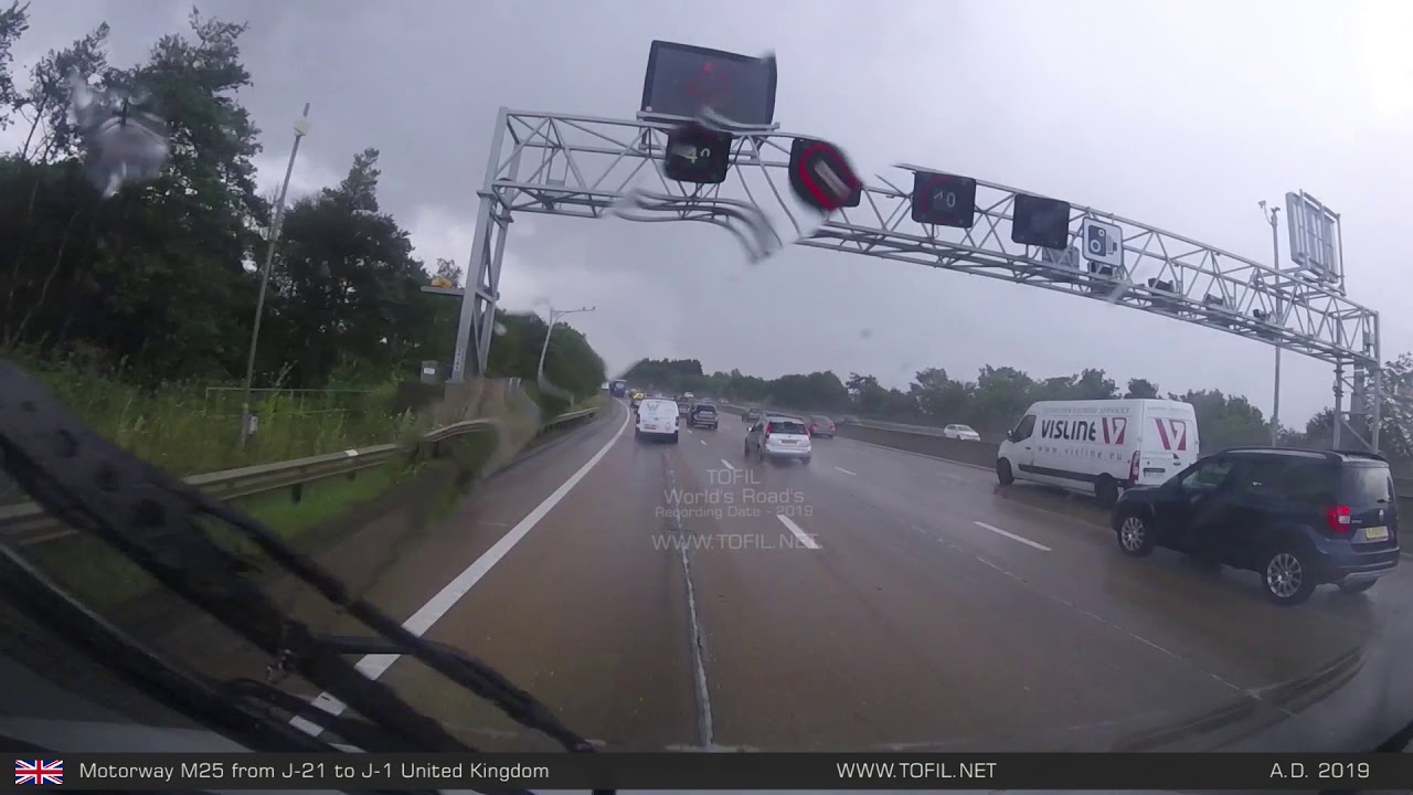 923 Motorway M25 from J-21 to J-1 United Kingdom 2019 WWW.TOFIL.NET