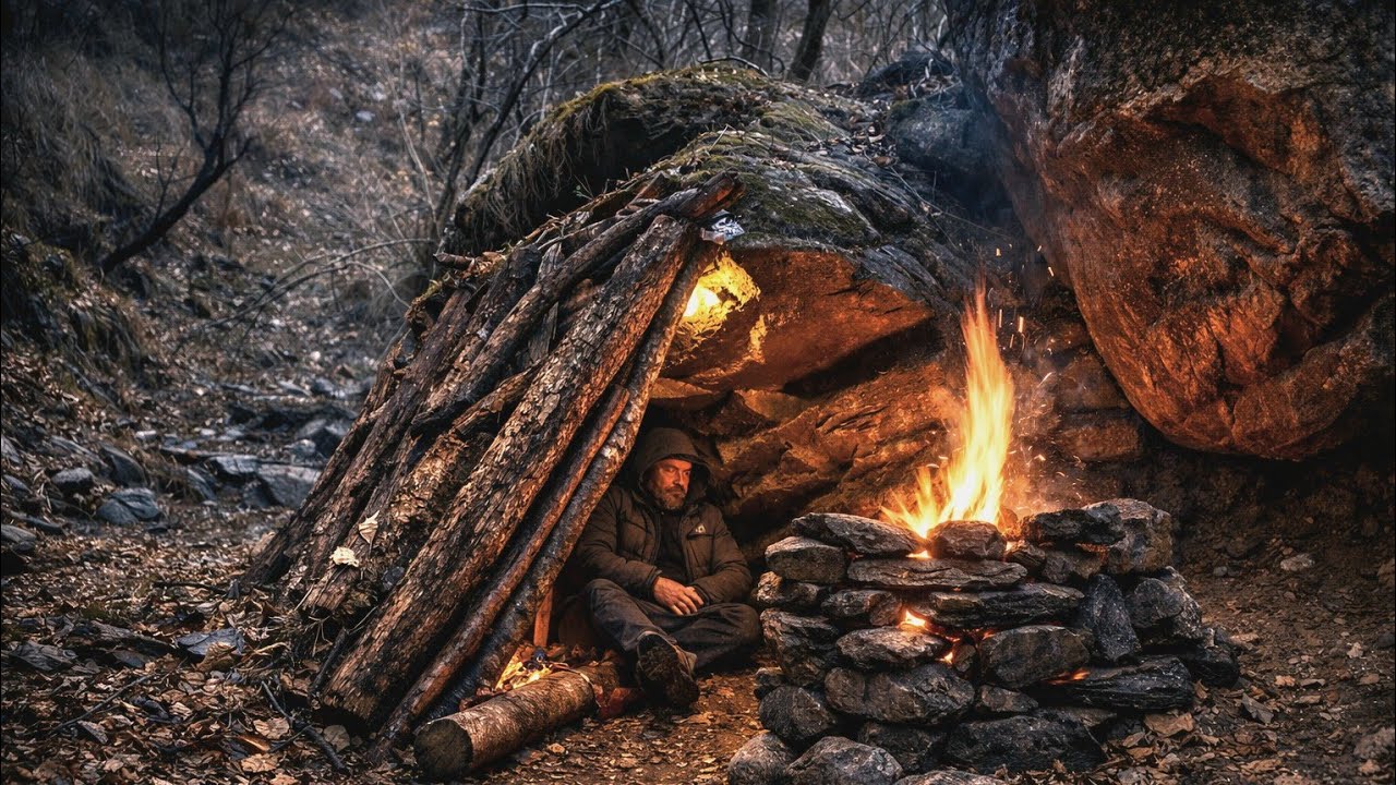 Building a Survival Shelter Alone in the Deep Forest | Bushcraft Camping Adventure