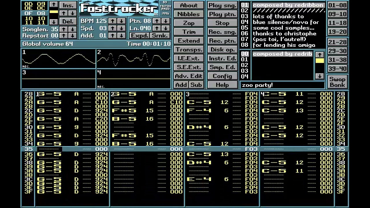ZOOPARTY ZOO PARTY By Redribbon AMIGA PC MUSIC MODULE MODS SONG PCM ATARI ST FASTTRACKER IMITATION M