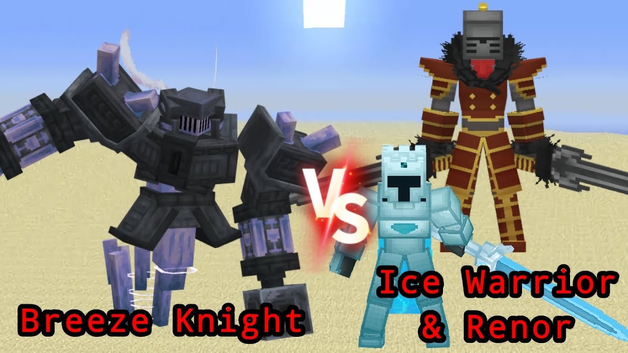 Breeze Knight Vs Ice Warrior & Renor The Icescourge | Minecraft Mob Battle |