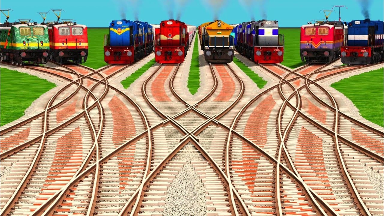 Real Realistic Train Railroad At Diamond Bumpy Tracks ll train simulator game ll new express train 