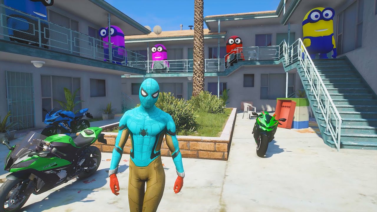 GTA 5 | Crazy Ragdoll - Spiderman On Rainbow Bridge With Minions (Funny Fails Compilations) 1