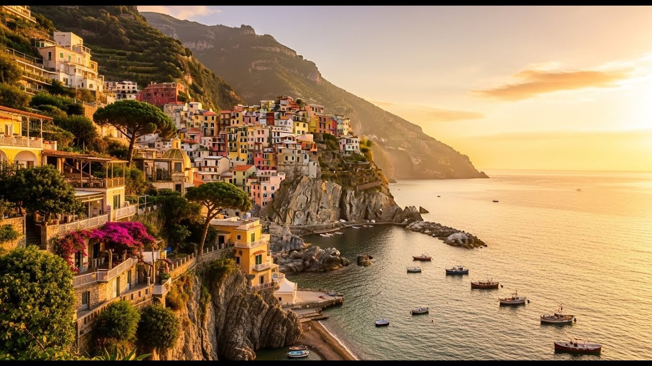 Soft Golden Light Along the Amalfi Coast 🌅 Calm Music