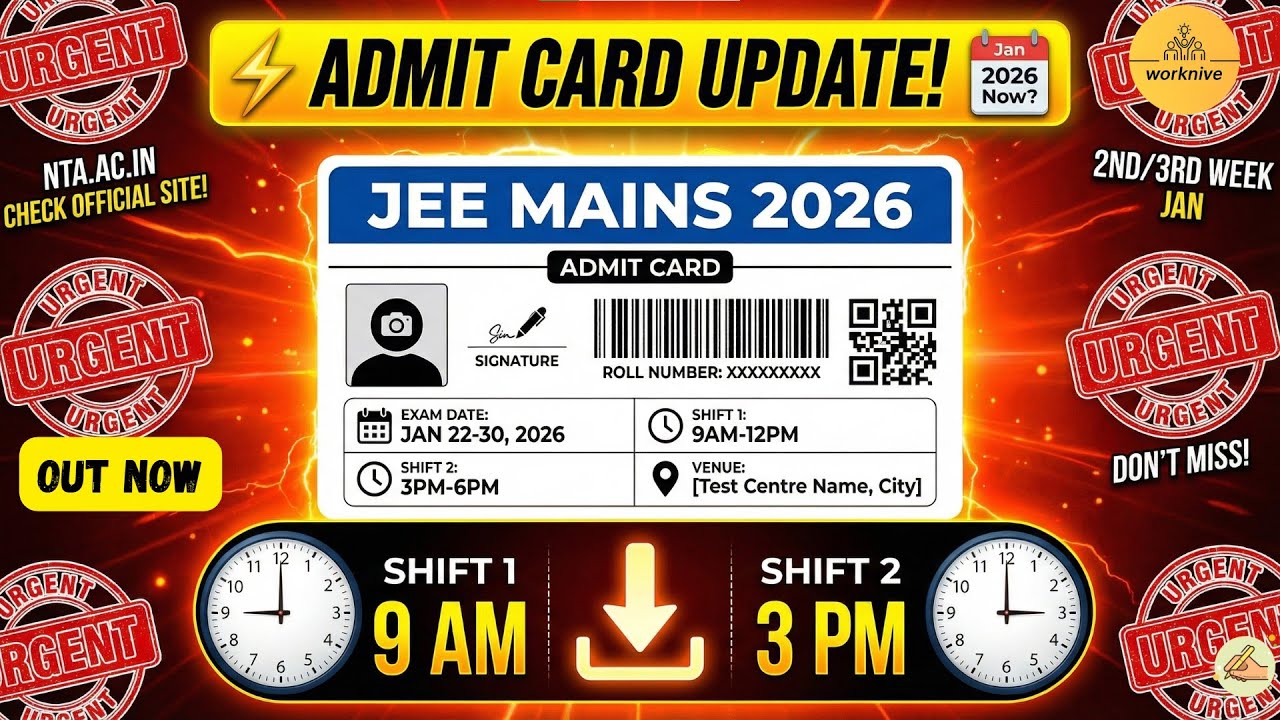 ⏰JEE Main 2026 Admit Card OUT!  Direct Download Link + Exam Day Checklist