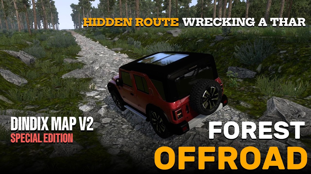 Wrecking a Thar through Hidden Forest Offroad Route | Dindix Map V2 SE | Routereviewets2