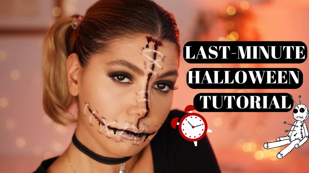 Last Minute Voodoo Doll Halloween Makeup Tutorial