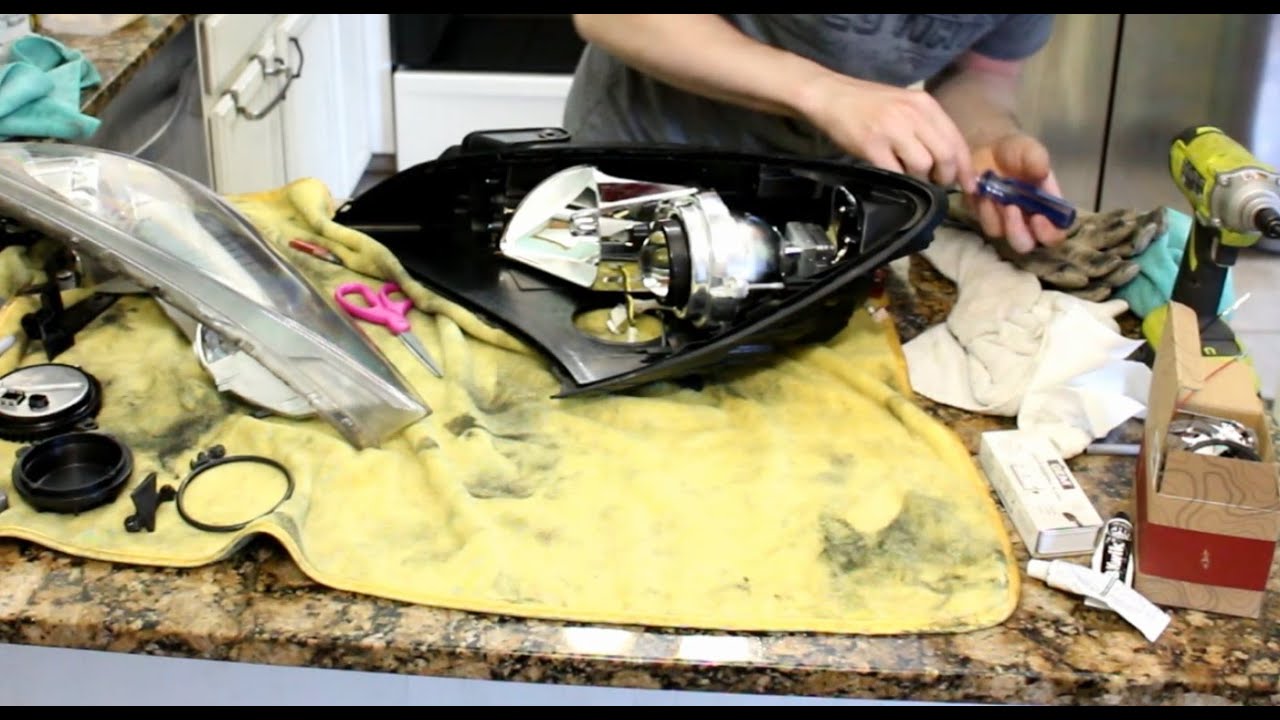 Clear Corner and Clear Lens Headlight Mod DIY, Genesis Coupe OEM HID