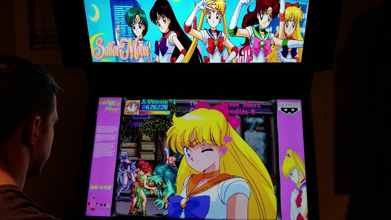 Pretty Soldier Sailor Moon Arcade Cabinet MAME Playthrough w/ Hypermarquee