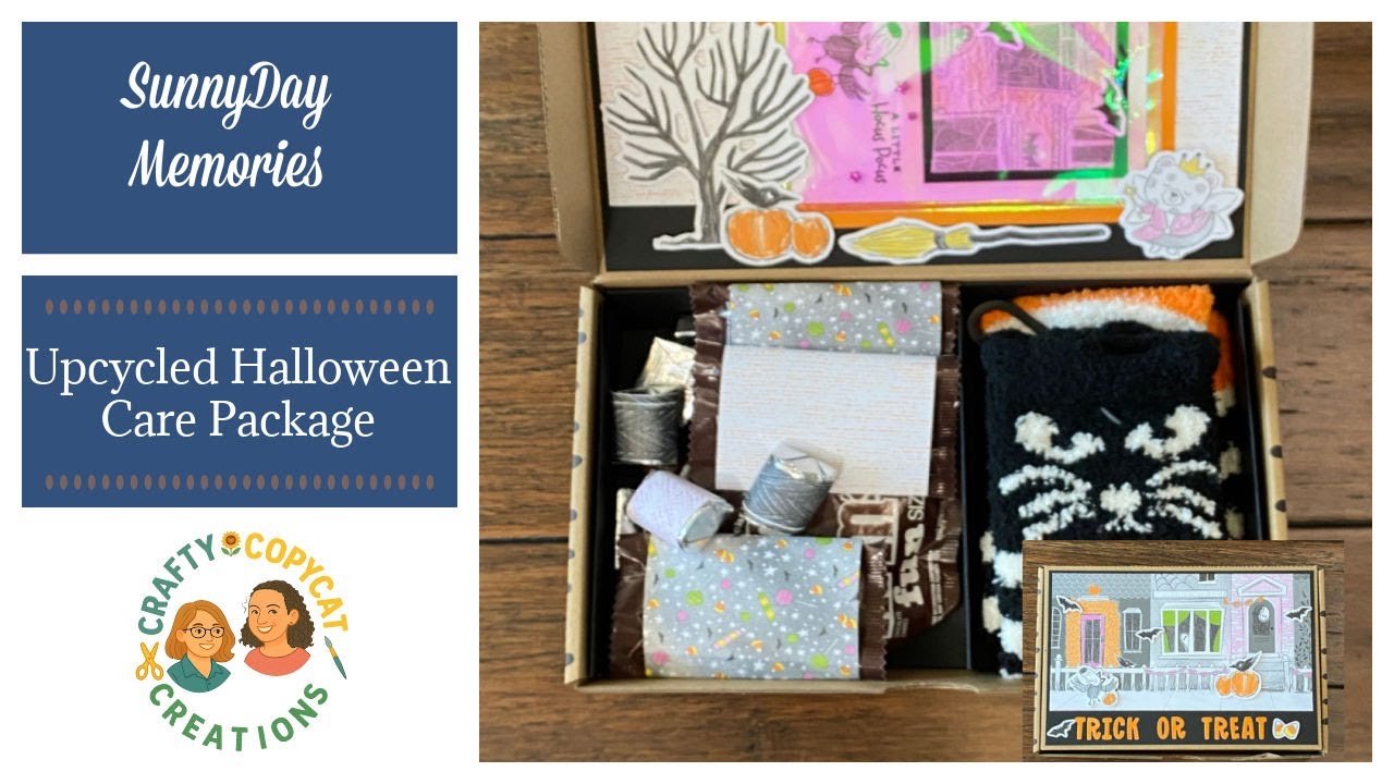 Upcycled Craft Box! 🎃 DIY Halloween Care Package w/ Faux Wet Embossing | Stampin' Up! Kit Repurpose