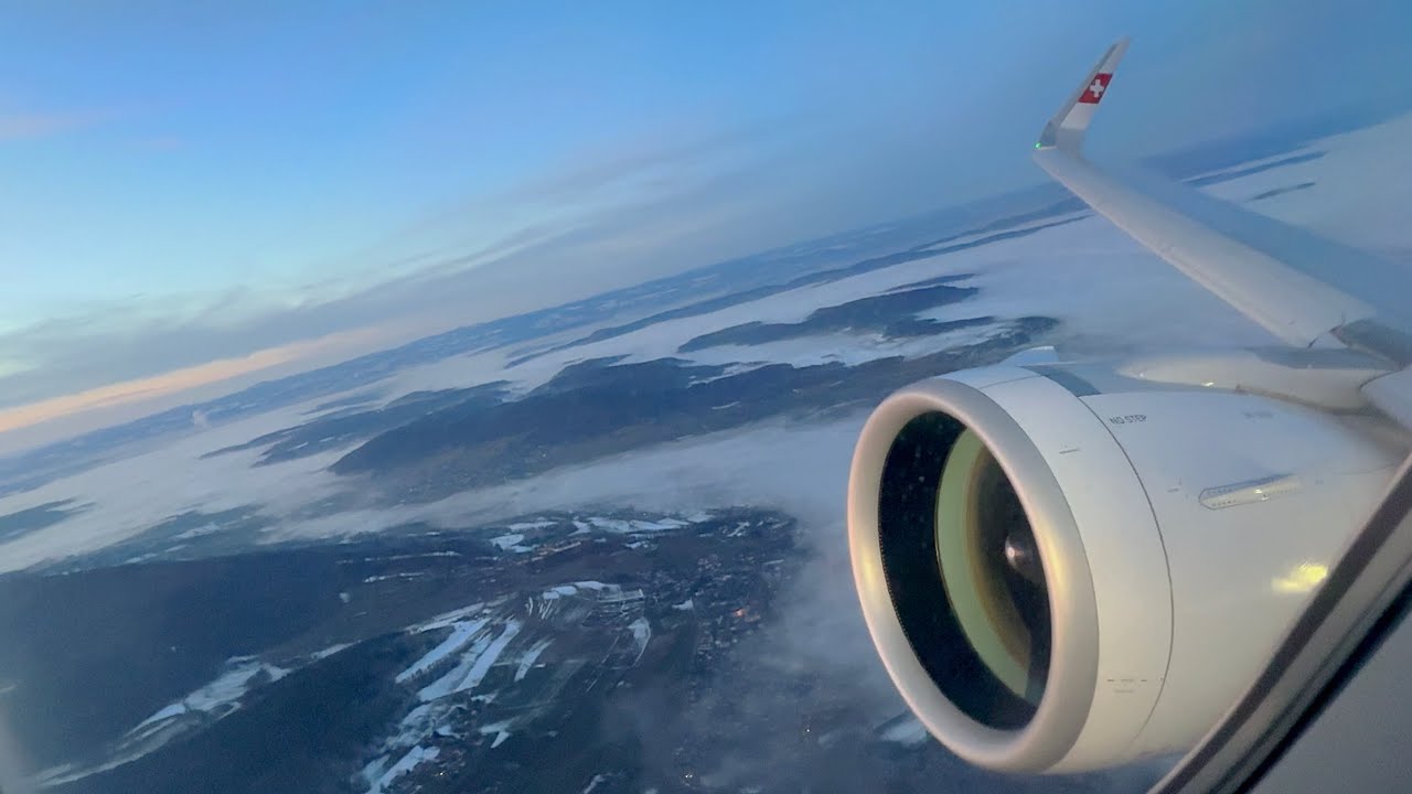 Powering Through The Freezing Fog At Sunset Swiss A320neo Departure From Zurich