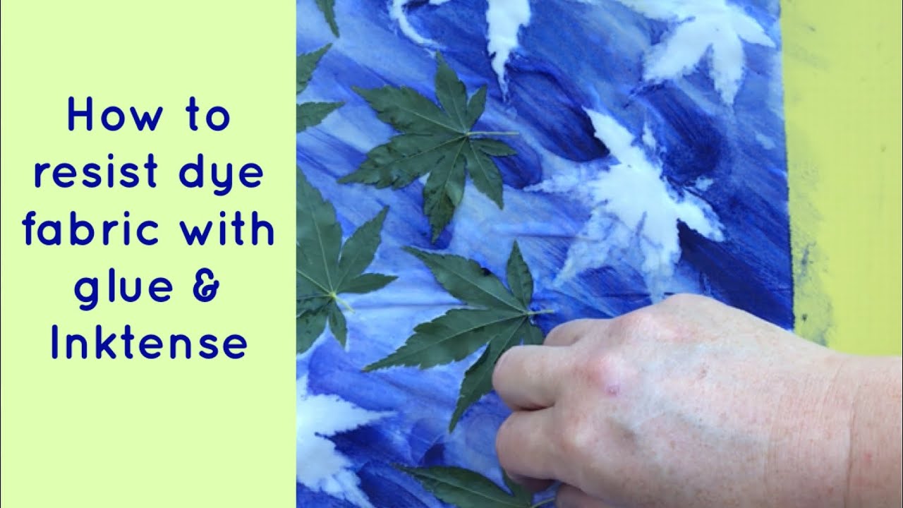How to resist dye fabric with glue & #inktense blocks tutorial #diy #fabricdyeing #slowstitch