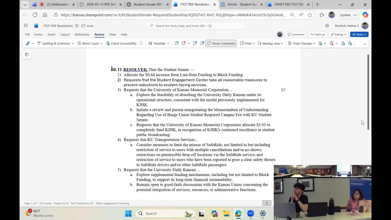 Required Student Fee Deliberations pt.2