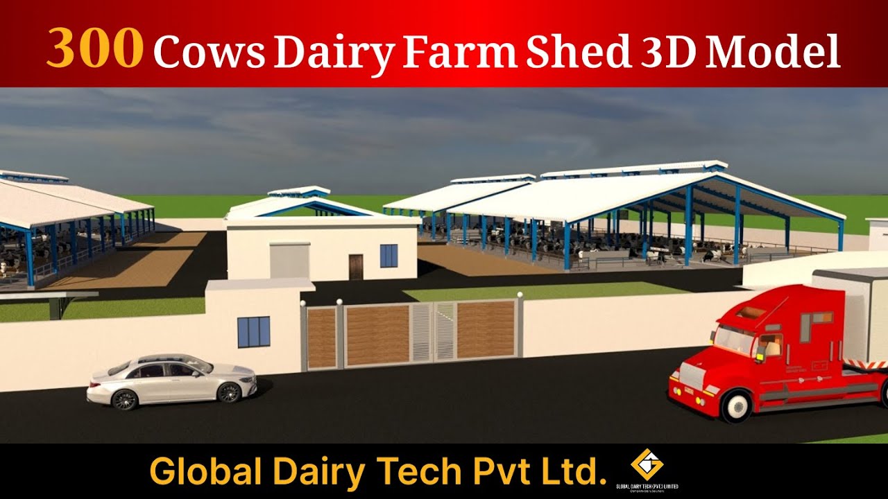 300 Cows Dairy Farm Shed 3D Model By Global Dairy Tech Pvt Ltd | Dairy Farming Business