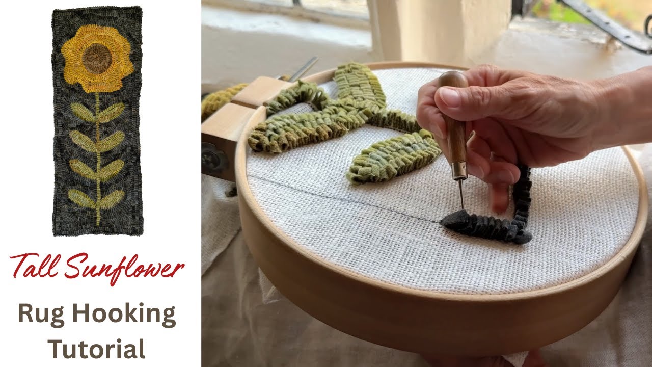 Rug Hooking For Beginners - Tall Sunflower - I Hooked This Rug As I Travelled Through The Cotswolds!