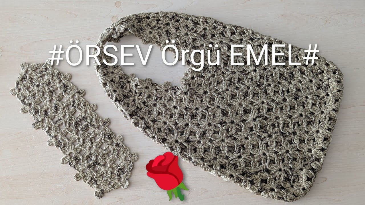 Tığ işi çiçek motifli BAGET ÇANTA . Muhteşem bir model 