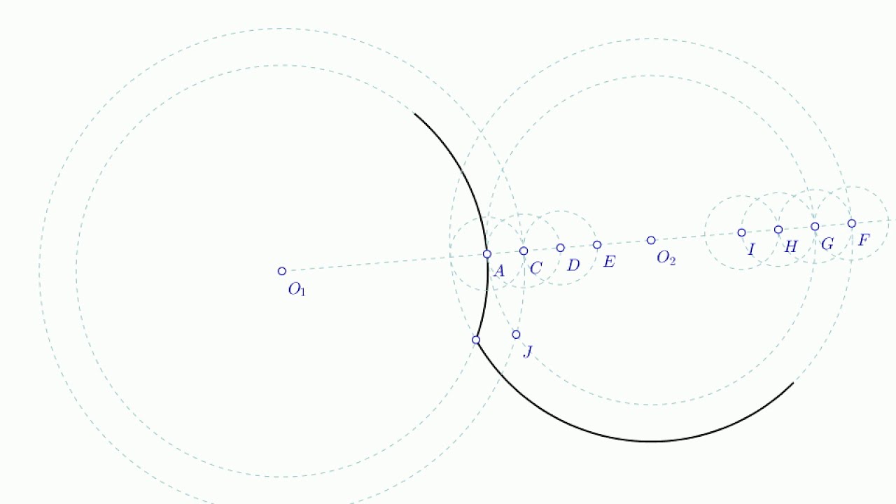 Trazar la bisectriz del &aacute;ngulo curvil&iacute;neo usando regla y comp&aacute;s