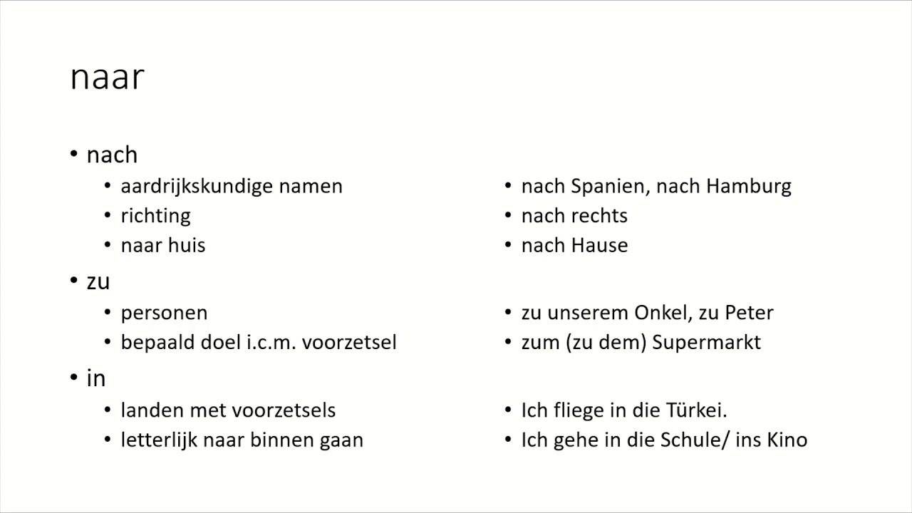 Duits - Vertalingen voorzetsels
