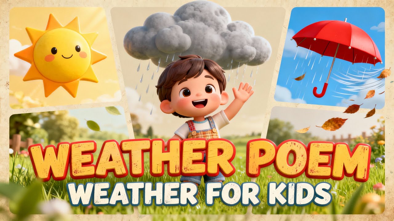 Weather Poem for Kids | Sunny Rainy Windy Weather | Nursery Rhyme for Toddlers | Tiny Toons Worlds
