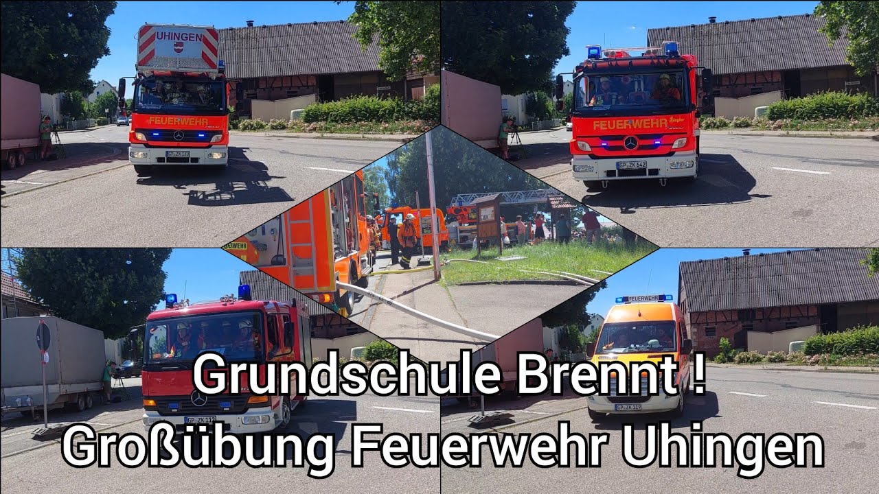 Feuerwehr Uhingen Großübung | viele Einsatzfahrten