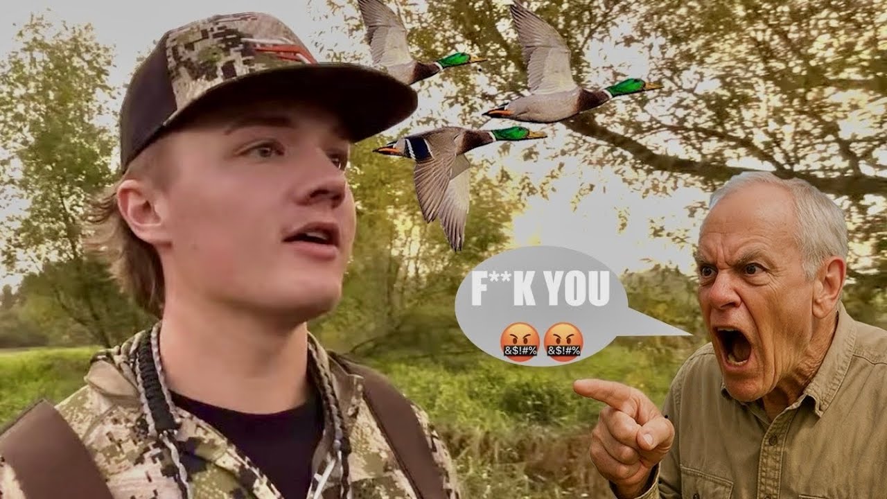 Angry old man tries to kick kid hunters off their own land! (Game Warden called)