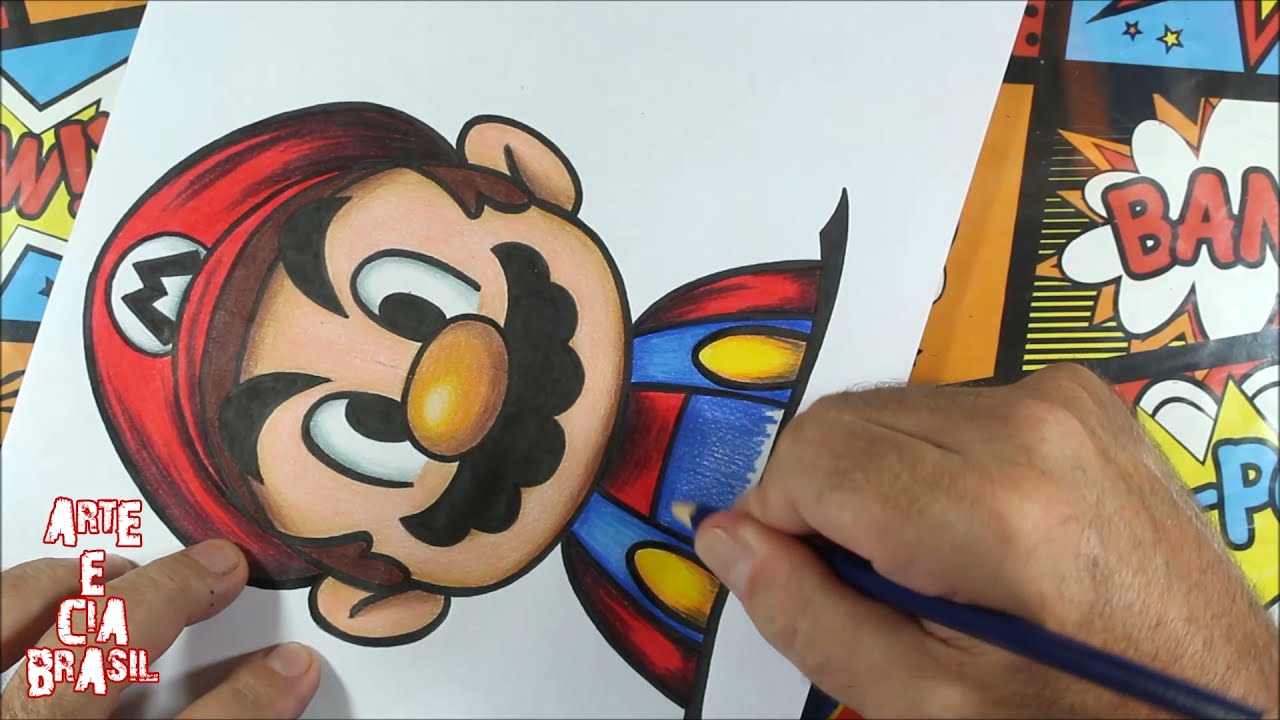 Como desenhar o SUPER MÁRIO passo a passo - SUPER FÁCIL