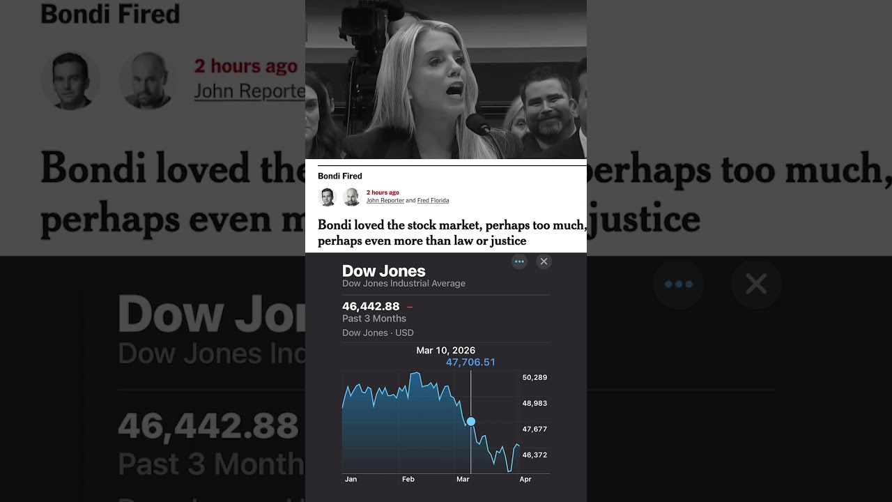 Pam Bondi sings THE DOW in minor key bc she got fired
