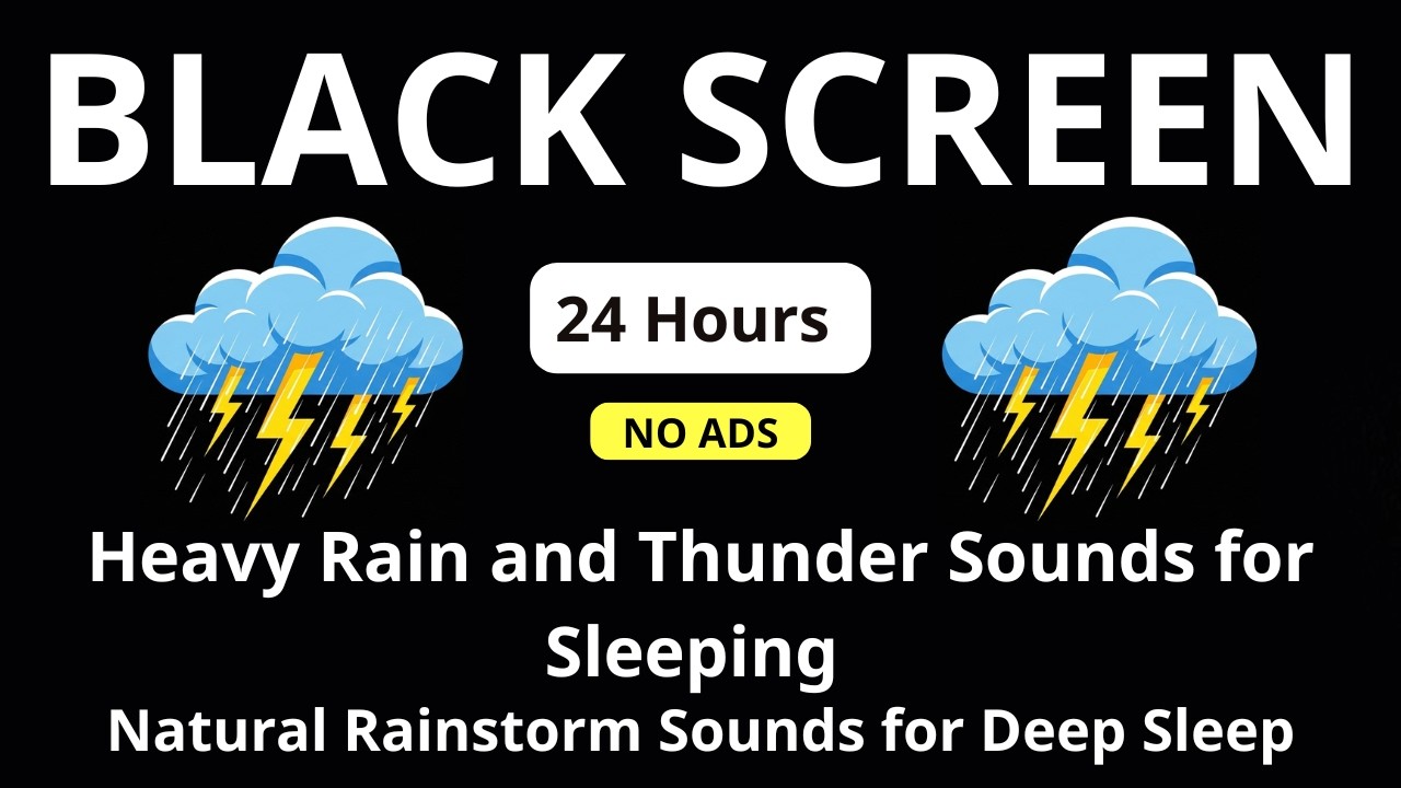 Heavy Rain and Thunder Sounds for Sleeping – Black Screen | Natural Rainstorm Sounds for Deep Sleep
