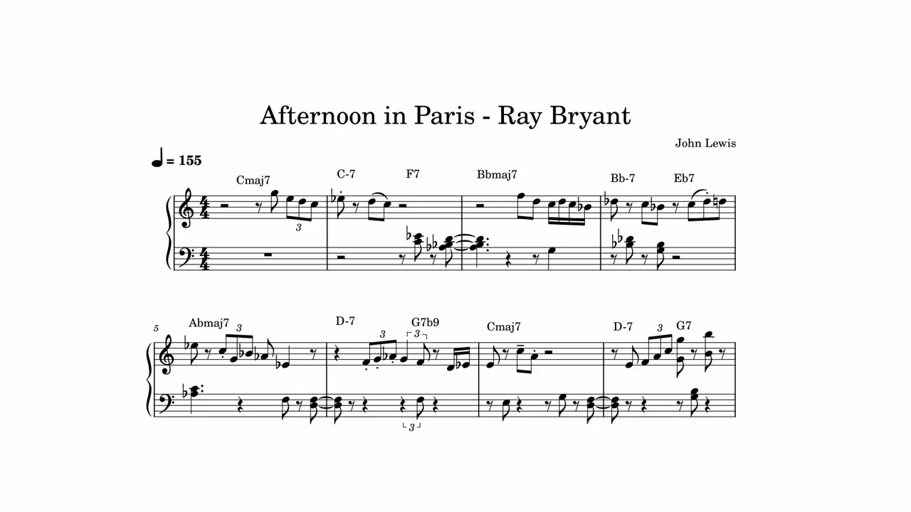 Afternoon In Paris | Ray Bryant | Solo Piano Transcription