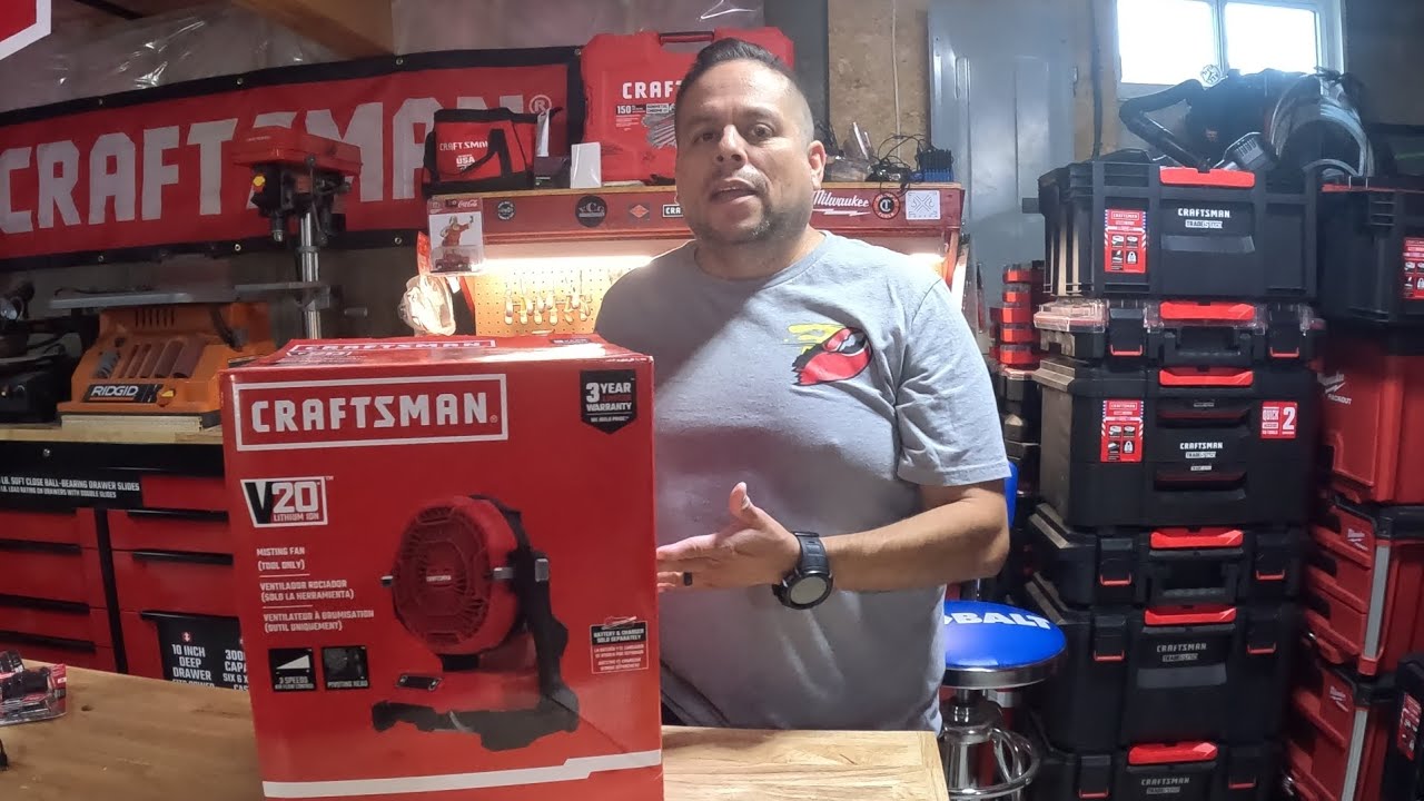 Craftsman has a v20 misting fan. check out the review because we're about to get cool 😎