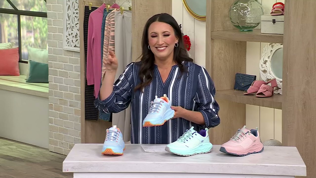 Skechers D'Lux Journey Knit Lace-Up Sneakers - Verbena on QVC