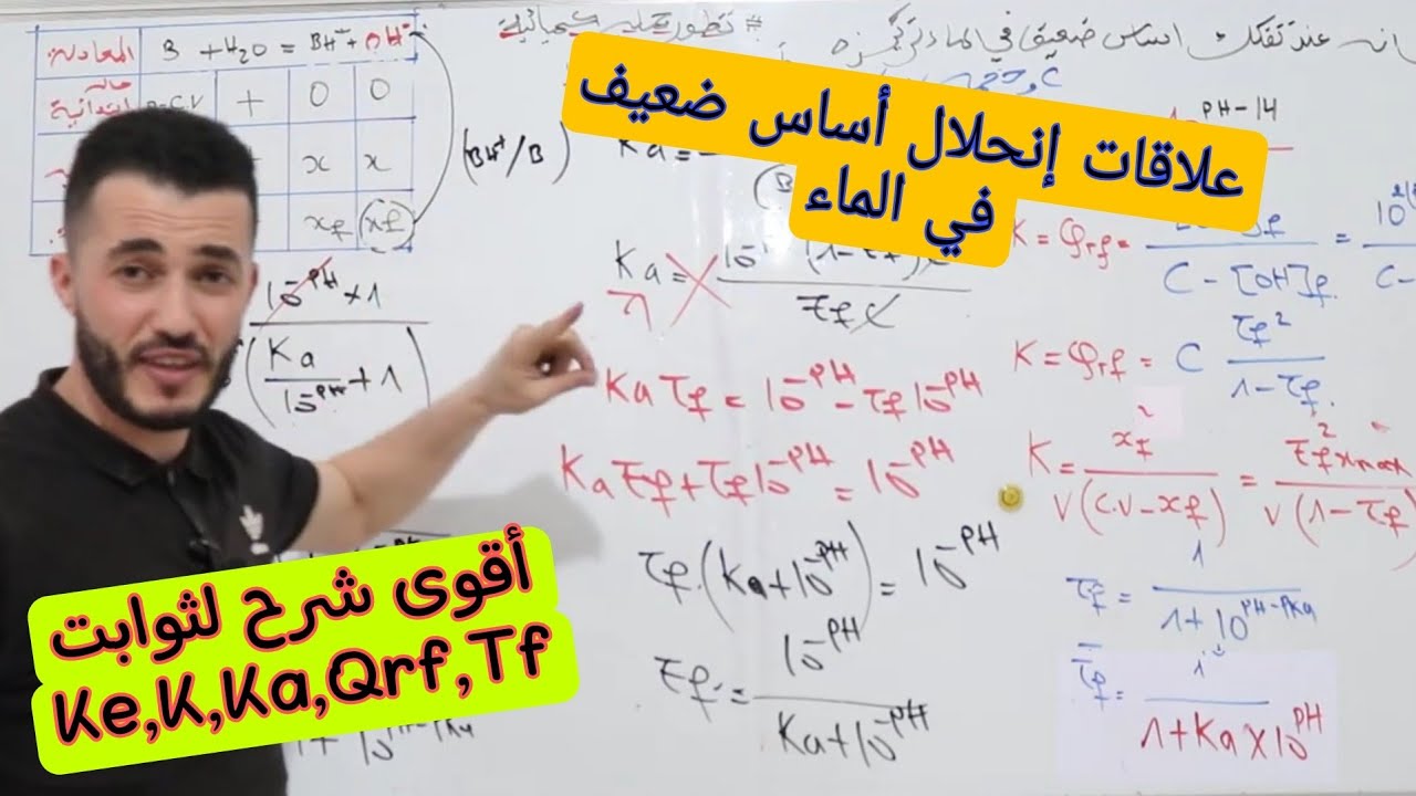 كيف أفهم وأبرهن  على علاقات إنحلال أساس  ضعيف في الماء |مراجعة2 |Bac2023
