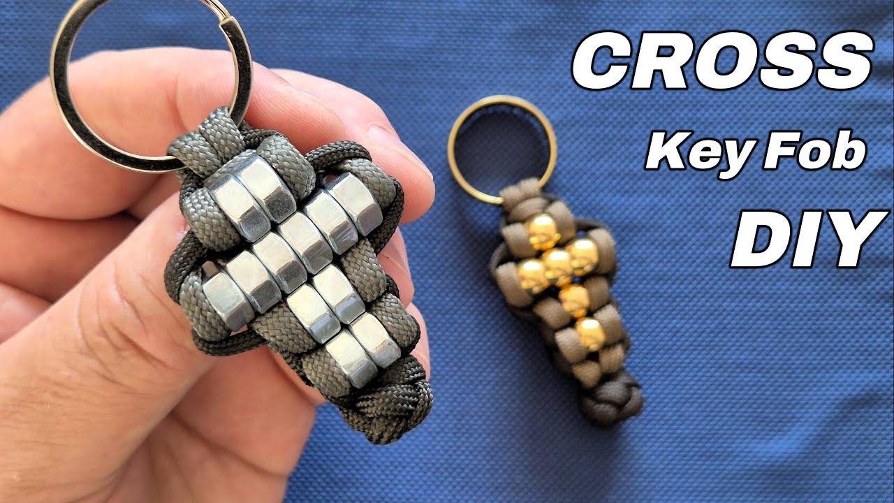 How to Make a Hex Nut Paracord CROSS Key Fob Keychain - Tutorial