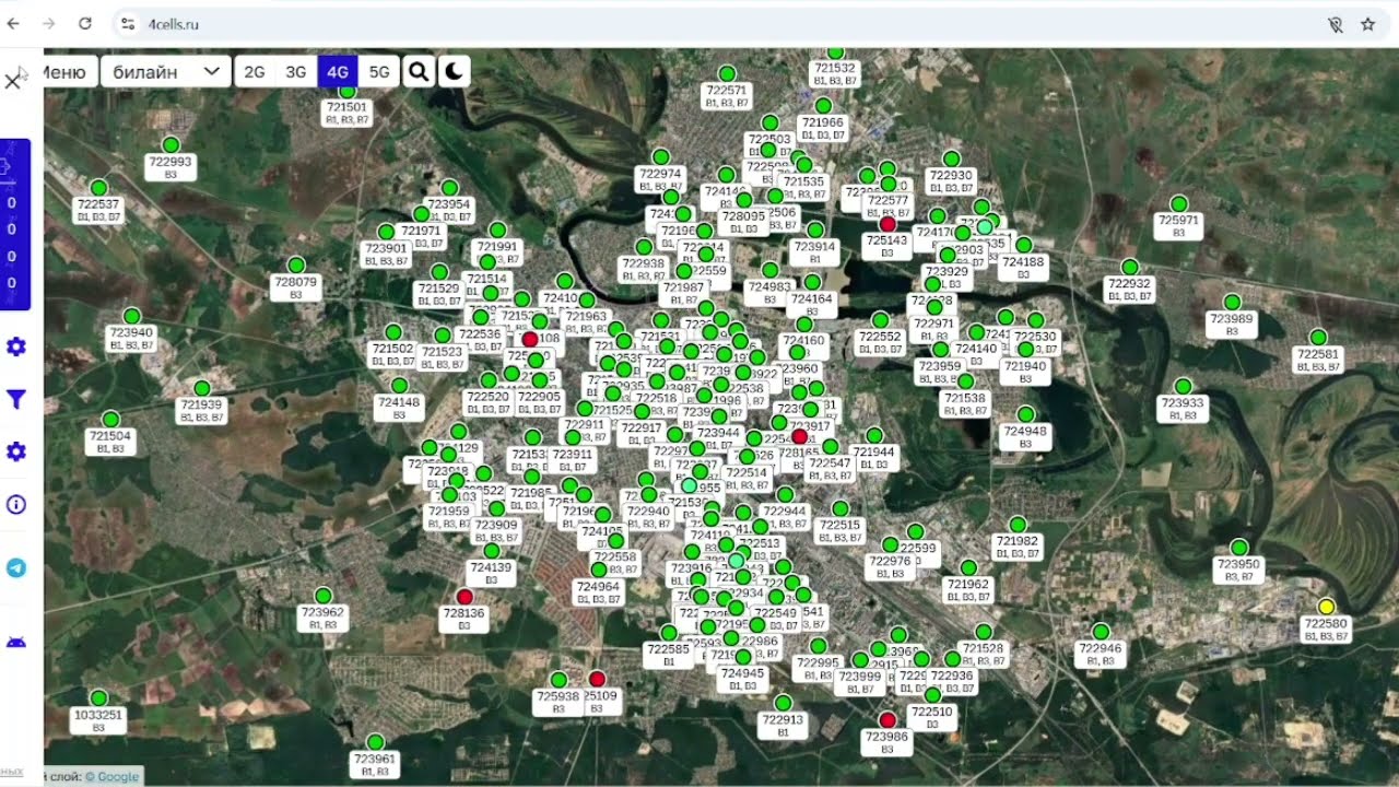 Суверенная карта покрытия мобильной сети 2G, 3G, 4G, 5G (!!!) на  4CELLS.ру//Обзор простой_КоПСС
